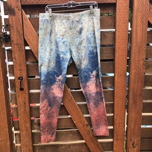 Soft Surrender acid wash multi color cotton and spandex leggings size L